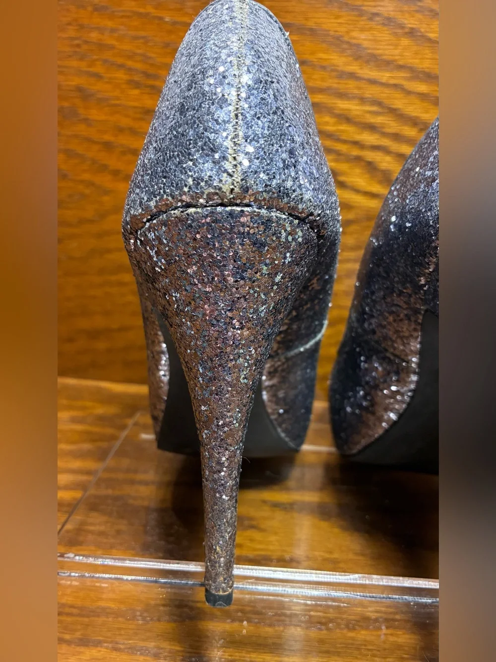 Michael Silver Glitter Platform Pumps Size 8.5